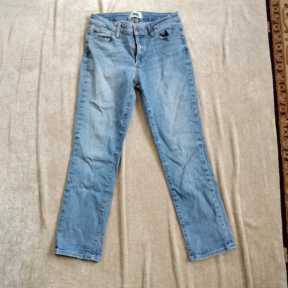 PAIGE Brigitte Light Wash Madera Distressed Slim Straight Jeans Women’s Size 26